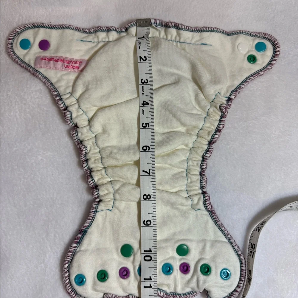 Sloomb bamboo fleece diaper with Multicolor Snaps, size Small
